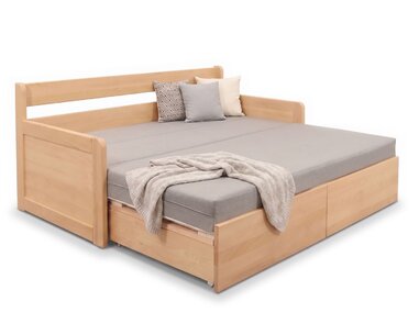 Rozkladacia posteľ s úložným priestorom FLEXO - Pravá, masív buk