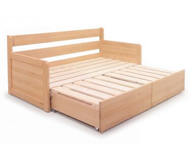 Rozkladacia posteľ s úložným priestorom FLEXO - Pravá, masív buk