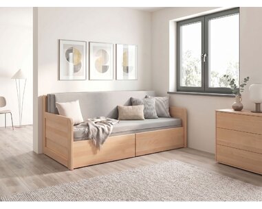 Rozkladacia posteľ s úložným priestorom FLEXO - Pravá, masív buk