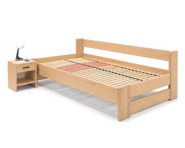 Zvýšená posteľ jednolôžko MIVA s bočným čelom 90x200, masív buk