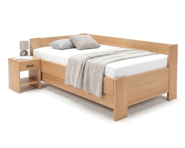 Rohová buková posteľ s roštom MIVA ľavá, 120x200 Rohová buková posteľ s roštom MIVA ľavá, 120x200