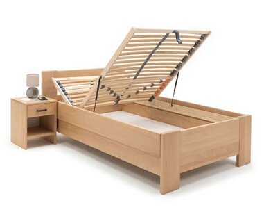 Zvýšená buková posteľ s roštom MIVA pravá, 90x200