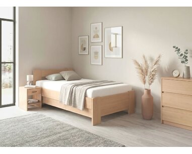 Zvýšená buková posteľ s roštom MIVA pravá, 90x200