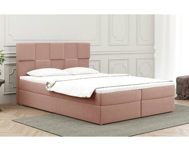 Zvýšená posteľ boxspring ALMA, s matracmi a topperom, 140x200cm - pohľad č. 1