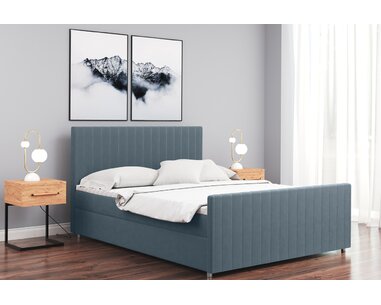 Posteľ boxspring s čelami LANTINO, matrace a topper v cene, 140x200cm - pohľad č. 1