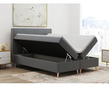 Vysoká posteľ boxspring MANILA, s matracmi a topperom, 140x200cm - pohľad č. 3