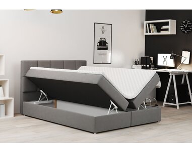 Zvýšená posteľ boxspring MEGAN, s matracmi a topperom, 140x200cm - pohľad č. 3