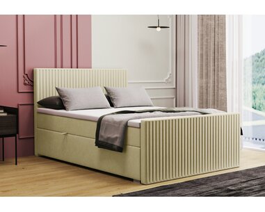 Posteľ boxspring s čelami PARIS, s matracmi a topperom, 140x200cm