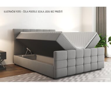 Posteľ boxspring s čelami SCALA, matrace a topper v cene - pohľad č. 4