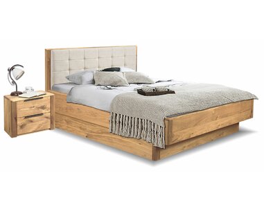 Posteľ s úložným priestorom a roštom Deviner, masiv dub - krémová