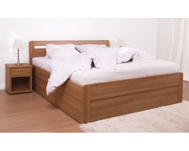 Posteľ dvojlôžko s úložným priestorom MARIKA-oblá, lamino, čelný výklop