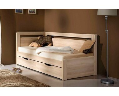 Rozkladacia posteľ s úložným priestorom TANDEM KLASIK ľavá - oblá