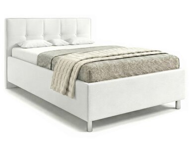 Čalúnená posteľ s úložným priestorom Crissy, 120x200, biela
