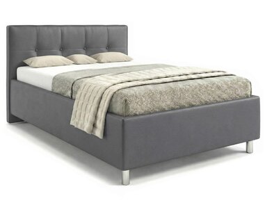 Čalúnená posteľ s úložným priestorom Crissy, 140x200, tmavo šedá