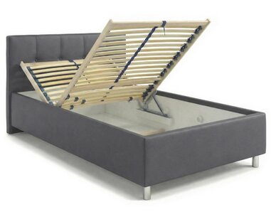 Čalúnená posteľ s úložným priestorom Crissy, 140x200, tmavo šedá