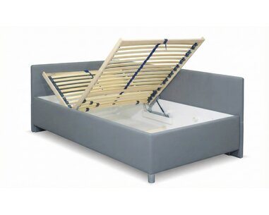 Vyvýšená čalúnená posteľ s úložným priestorom Ryana, 120x200cm, sivá Vyvýšená čalúnená posteľ s úložným priestorom Ryana, 120x200cm, sivá