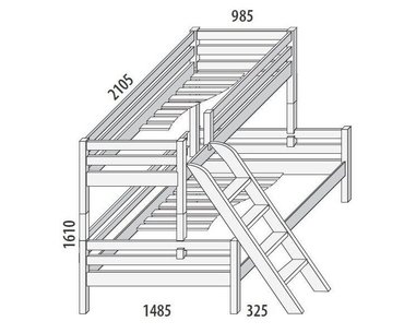 Poschodová posteľ DOMINO D859/BC nízka, masív buk Poschodová posteľ DOMINO D859/BC nízka, masív buk