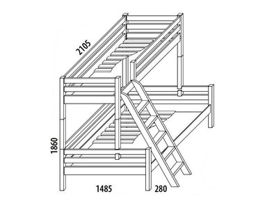 Poschodová posteľ DOMINO D909/BC, masív buk Poschodová posteľ DOMINO D909/BC, masív buk