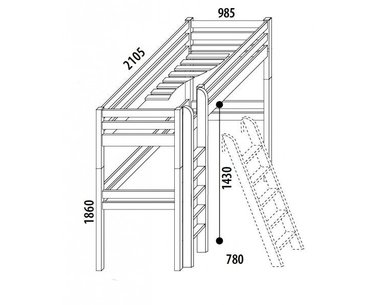 Detská posteľ - horné spanie DOMINO D907/BC, masív buk Detská posteľ - horné spanie DOMINO D907/BC, masív buk
