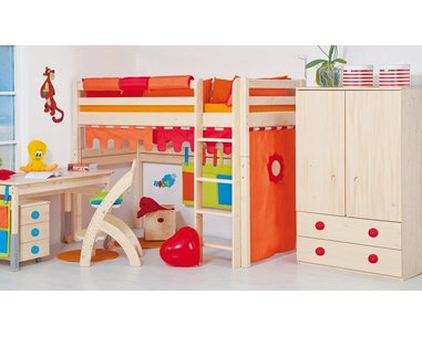 Patrová posteľ - horné spanie DOMINO D857, masív smrek Patrová posteľ - horné spanie DOMINO D857, masív smrek