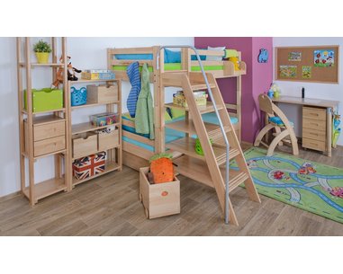 Policový rebrík nízky D108, masív smrek Policový rebrík nízky D108, masív smrek