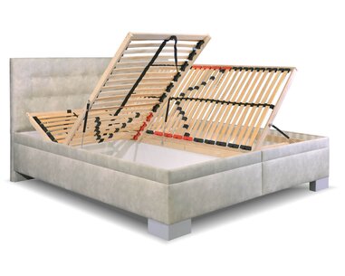 Zvýšená čalúnená posteľ s úložným priestorom Laterna