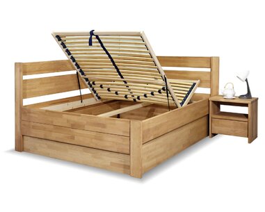 Posteľ s úložným priestorom Academia, masiv buk, 140x200, Ľavá