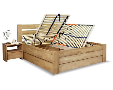 Posteľ dvojlôžko s úložným priestorom Orfeus, masív buk