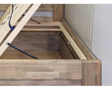 Zvýšená posteľ jednolôžko s úložným priestorom Primátor, masív buk