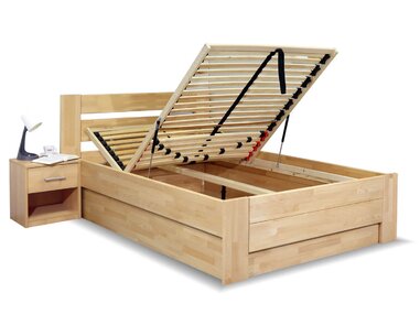 Posteľ s úložným priestorom Trinity, masiv buk, 140x200