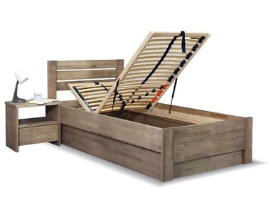 Posteľ s úložným priestorom Mistral, 120x200, masiv buk Posteľ s úložným priestorom Mistral, 120x200, masiv buk