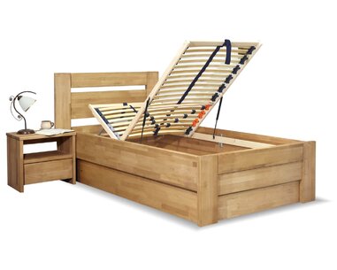 Posteľ s úložným priestorom Orfeus, 120x200, masív buk