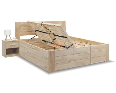 Posteľ dvojlôžko s úložným priestorom ENERGY Box, masív buk - pohľad č. 3