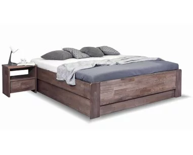 Drevená váľanda dvojlôžko s úložným priestorom FUTON, masív buk - pohľad č. 1
