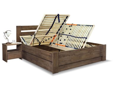 Posteľ s úložným priestorom Trinity, masív dub
