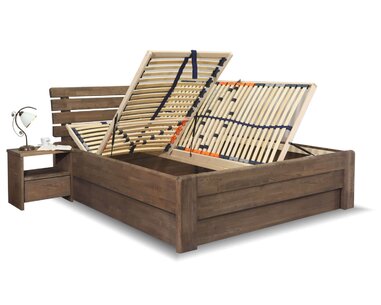 Posteľ s úložným priestorom Odysea, masív dub