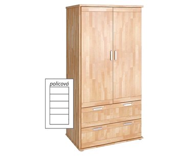 Šatníková dvojdverová skriňa Alfa-177, buk cink