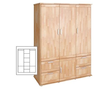 Trojdverová šatníková skriňa Alfa-171, buk cink