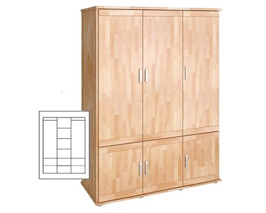 Šatníková trojdverová skriňa Alfa-170, buk cink