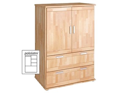 Šatníková dvojdverová skriňa Beta-182, buk cink