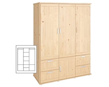 Šatníková skriňa trojdverová Alfa-171, smrek Šatníková skriňa trojdverová Alfa-171, smrek
