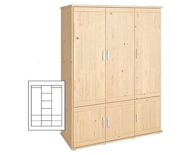 Šatníková skriňa trojdverová Alfa-170, smrek Šatníková skriňa trojdverová Alfa-170, smrek