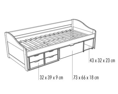 Posteľ s úložným priestorom IA8809 90x200, masiv borovica