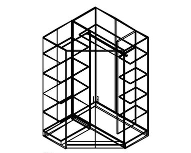 Rohová šatníková skriňa dvojdverová IA61550, orech/biela Rohová šatníková skriňa dvojdverová IA61550, orech/biela