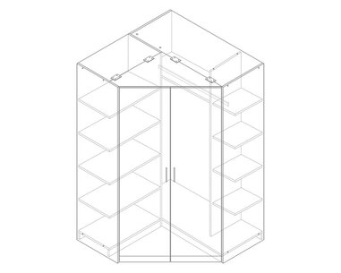 Rohová šatníková skriňa dvojdverová IA11550, buk Rohová šatníková skriňa dvojdverová IA11550, buk