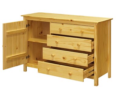 Komoda 4 zásuvková s dvierkami IA8078, masiv borovica Komoda 4 zásuvková s dvierkami IA8078, masiv borovica