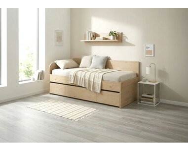 Rohová vyvýšená posteľ s úložným priestorom EMA, 90x200cm