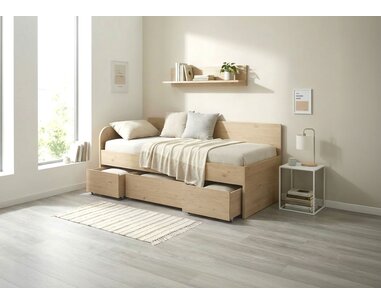 Rohová vyvýšená posteľ s úložným priestorom EMA, 90x200cm