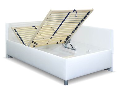 Vyvýšená čalúnená posteľ s úložným priestorom Ryana, 140x200, biela