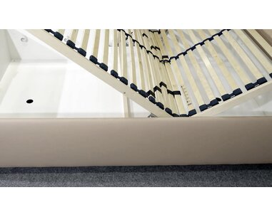 Rohová vyvýšená čalúnená posteľ s úložným priestorom Ryana, 140x200cm, hnedá